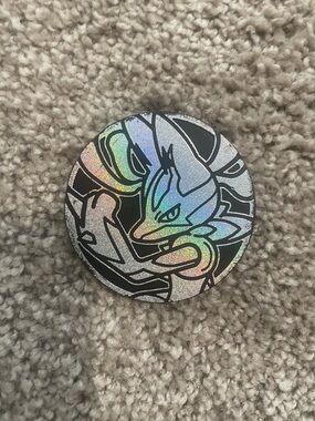 Holographic Lucario Circle coin - Iridescent Black & Silver
